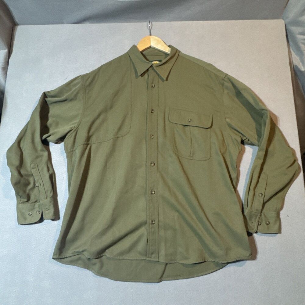 Cabela’s Shooting Shirt Men’s Size XL Green Padded Shoulder Long Sleeve